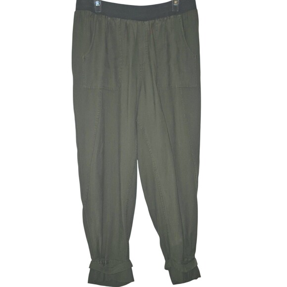 Soft Surroundings Neelandra Button Tapered Ankle Pants Olive Green Size Large - Picture 2 of 7